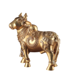 Pure Brass Standing Nandi 14" Fully Engraved - Sacred Temple Sculpture | Jaipurio